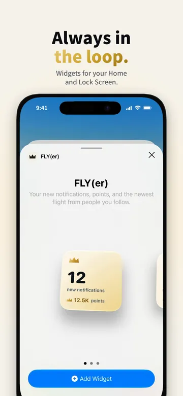 The FLY(er) widget for the iPhone Home Screen.